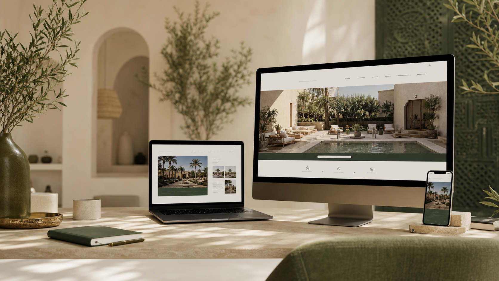 HD production website scene for a Moroccan business brand