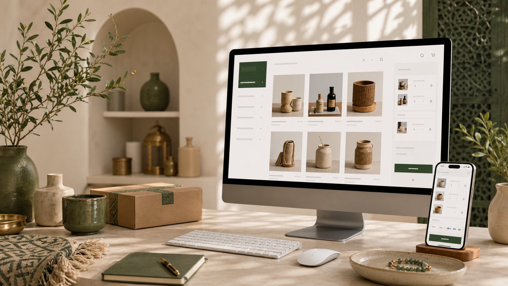 HD production e-commerce storefront scene